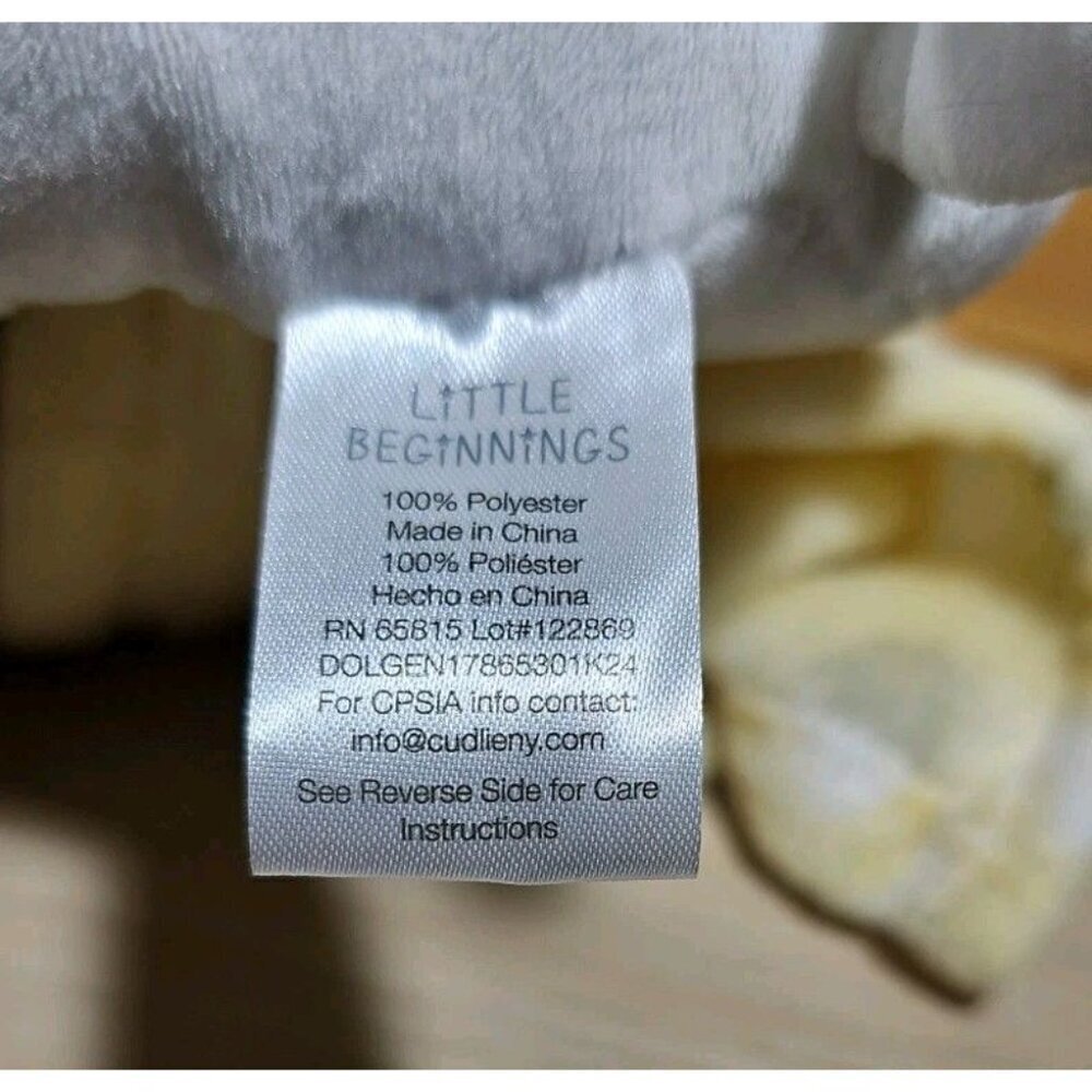 Little Beginnings Lovey Puppy Dog 7 Inch Plush With Security Blanket Gray Yellow - Picture 4 of 9
